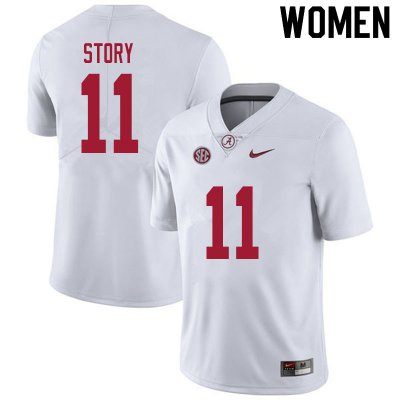 NCAA Women's Alabama Crimson Tide #11 Kristian Story Stitched College 2020 Nike Authentic White Football Jersey ZM17J81BV